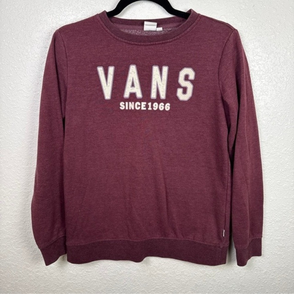 Vans Since 1966 Graphic Sweatshirt Pullover Crewneck Burgundy Maroon Large
